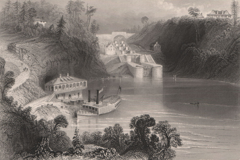 CANADA. Ottawa locks on the Rideau Canal. Ontario. BARTLETT 1842 old print